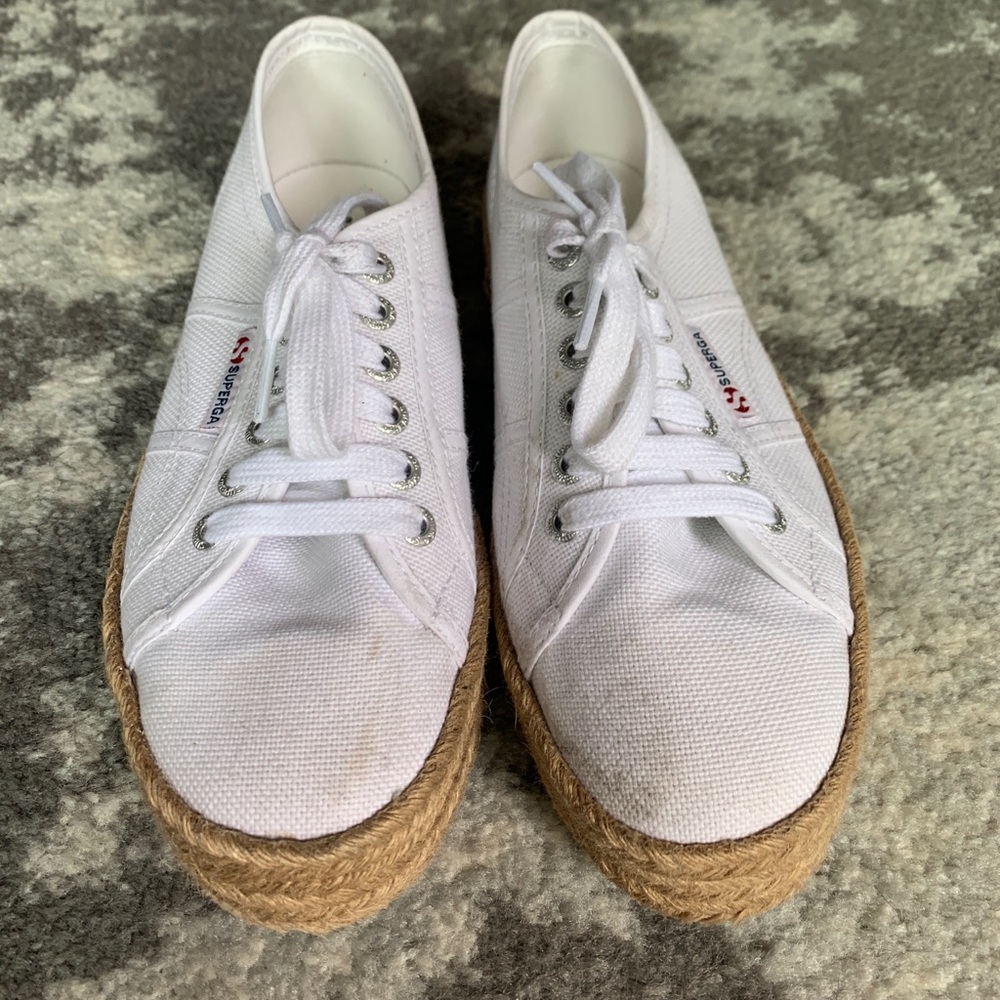 Superga white canvas espadrille